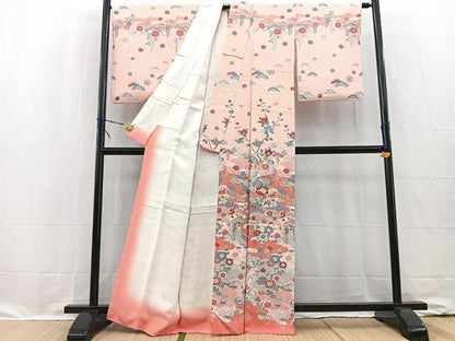 平和屋着物■訪問着 流水花蝶文 銀彩 正絹 逸品 BAAW2273yc