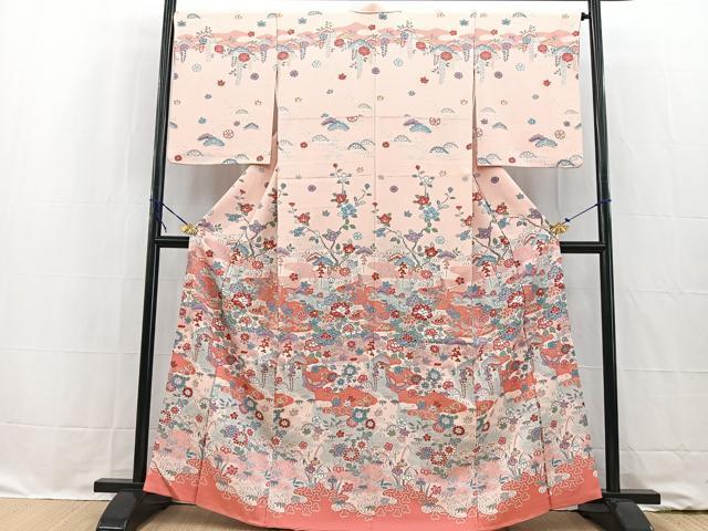 平和屋着物■訪問着 流水花蝶文 銀彩 正絹 逸品 BAAW2273yc