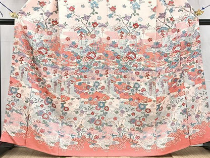 平和屋着物■訪問着 流水花蝶文 銀彩 正絹 逸品 BAAW2273yc