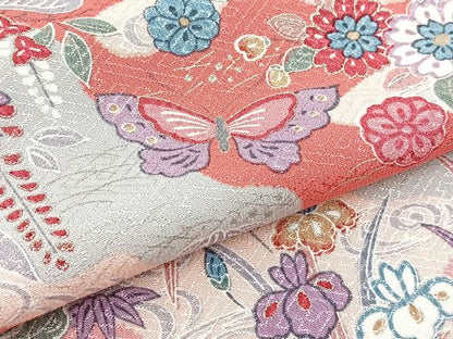 平和屋着物■訪問着 流水花蝶文 銀彩 正絹 逸品 BAAW2273yc