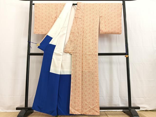 平和屋着物●上質な小紋　麻の葉文様　正絹　逸品　AABH3348ck 平和屋着物□上質な小紋 麻の葉文様 正絹 逸品 BAAW2276yc