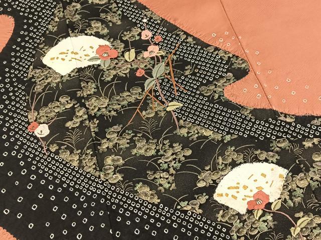 平和屋着物■訪問着 絞り 刺繍 地紙花文 金彩 正絹 逸品 BAAW2279yc