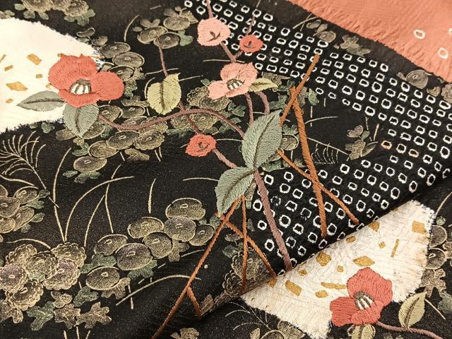 平和屋着物■訪問着 絞り 刺繍 地紙花文 金彩 正絹 逸品 BAAW2279yc