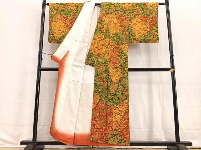 平和屋着物□上質な小紋 鳳凰切嵌花文 鬼しぼ縮緬 正絹