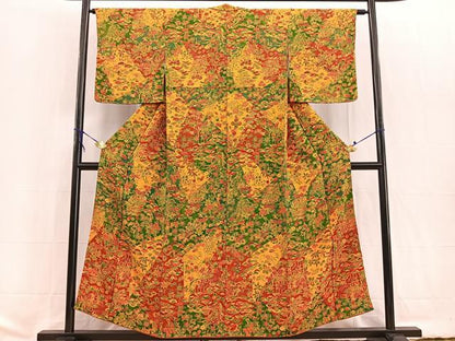 平和屋着物■上質な小紋 鳳凰切嵌花文 鬼しぼ縮緬 正絹 逸品 BAAW2298yc