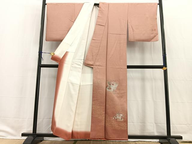 平和屋着物■中国三大刺繍 スワトウ刺繍 汕頭刺繍 訪問着 破れ色紙花文 暈し染め 金彩 正絹 逸品 BAAW2305yc
