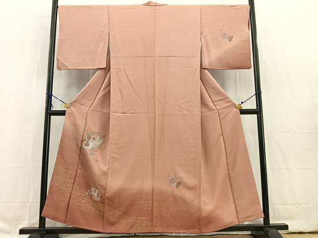 平和屋着物■中国三大刺繍 スワトウ刺繍 汕頭刺繍 訪問着 破れ色紙花文 暈し染め 金彩 正絹 逸品 BAAW2305yc