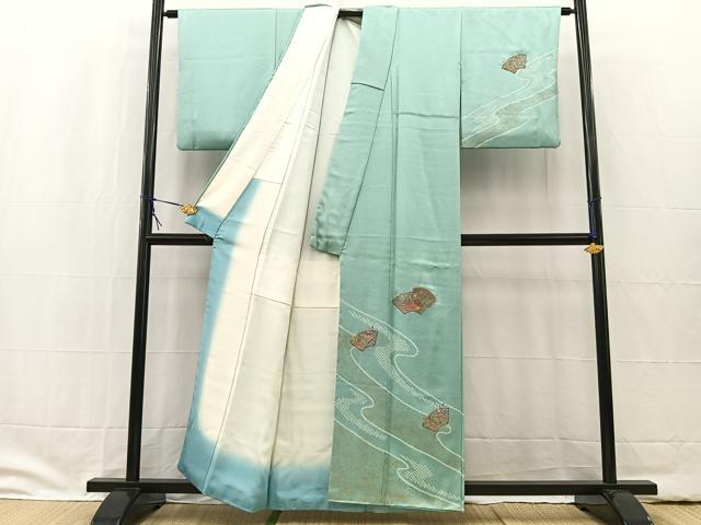 平和屋着物■中国三大刺繍 スワトウ刺繍 汕頭刺繍 訪問着 絞り 地紙花文 正絹 逸品 BAAW2311yc
