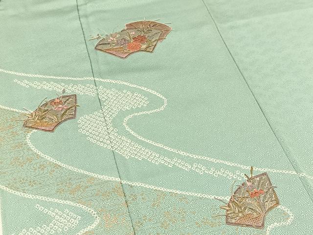 平和屋着物■中国三大刺繍 スワトウ刺繍 汕頭刺繍 訪問着 絞り 地紙花文 正絹 逸品 BAAW2311yc