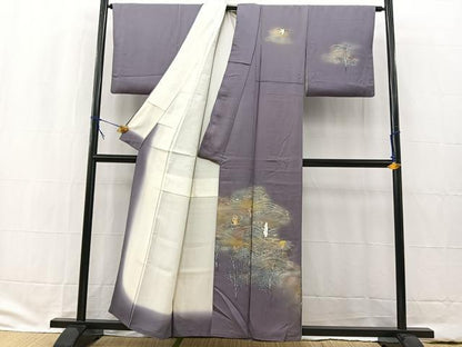 平和屋着物■訪問着 飛鶴風景文 暈し染め 金銀彩 正絹 逸品 BAAW2313yc