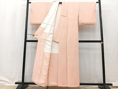 平和屋着物■上質な色無地 短冊地紋 水柿色 やまと誂製 正絹 逸品 BAAW2316yc