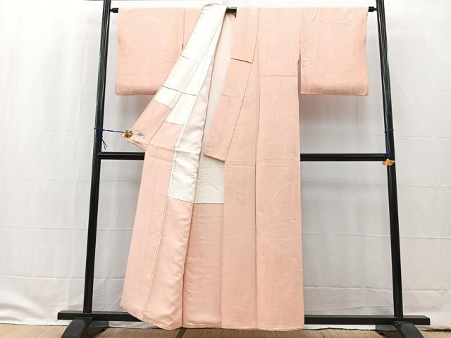 平和屋着物■上質な色無地 短冊地紋 水柿色 やまと誂製 正絹 逸品 BAAW2316yc