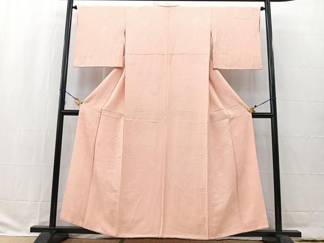 平和屋着物■上質な色無地 短冊地紋 水柿色 やまと誂製 正絹 逸品 BAAW2316yc