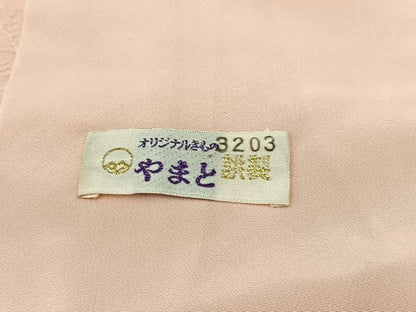平和屋着物■上質な色無地 短冊地紋 水柿色 やまと誂製 正絹 逸品 BAAW2316yc