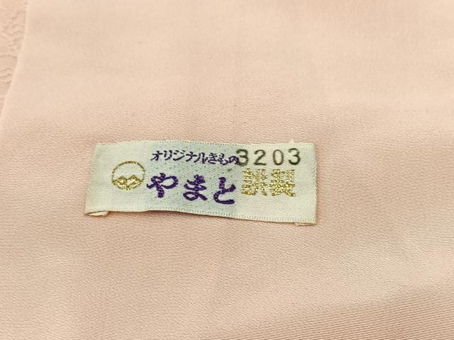 平和屋着物■上質な色無地 短冊地紋 水柿色 やまと誂製 正絹 逸品 BAAW2316yc