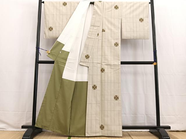 平和屋着物●上質な小紋　紬地　吉祥文　正絹　逸品　CABD0333ut 平和屋着物□上質な紬 吉祥文 正絹 逸品 BAAW2322yc