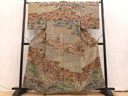 平和屋着物■訪問着 型染め 切嵌風景文 正絹 逸品 BAAW2327yc