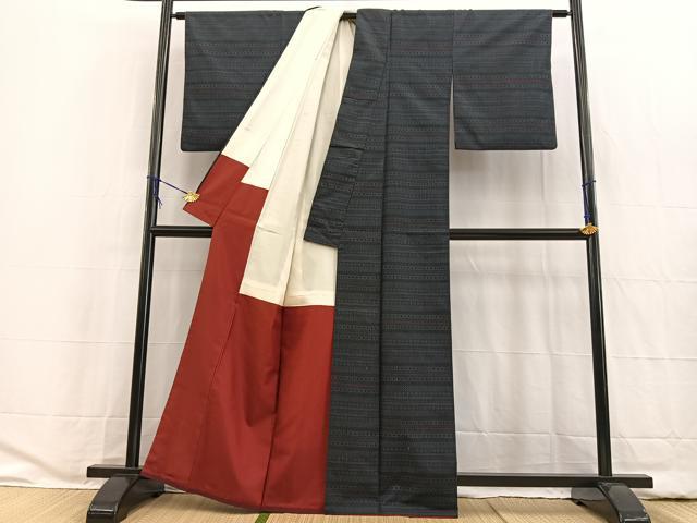 平和屋着物□本場大島紬 7マルキ 横段文 正絹 逸品 BAAW2329yc