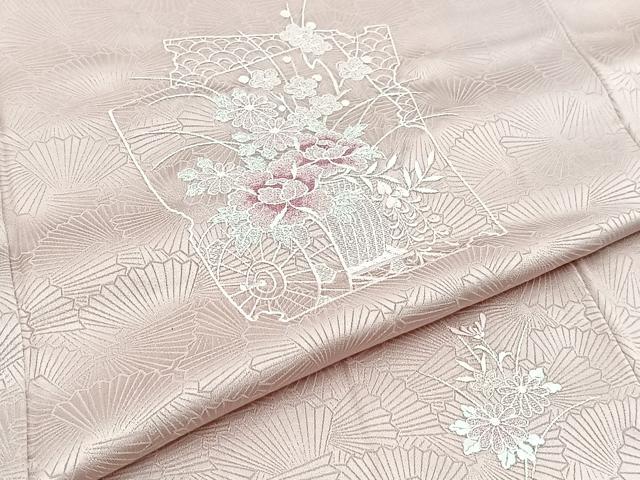 平和屋着物■訪問着 総刺繍 破れ色紙花車文 正絹 逸品 BAAW2330yc