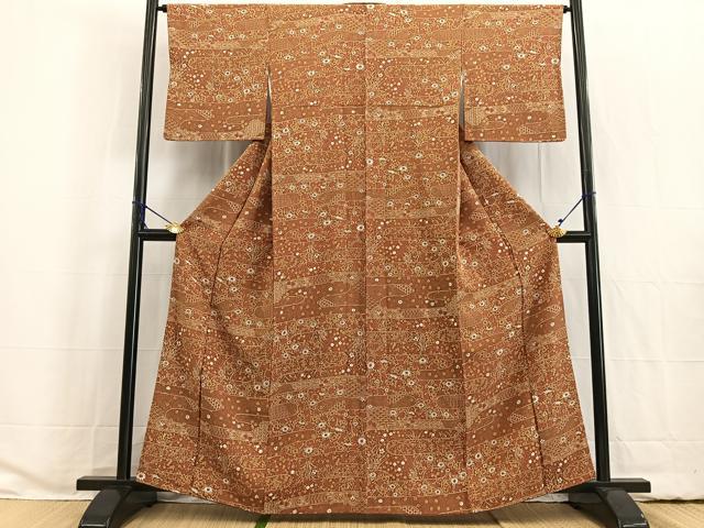 平和屋着物■上質な小紋 ろうけつ染め 吉祥エ霞文 正絹 逸品 BAAW2337yc