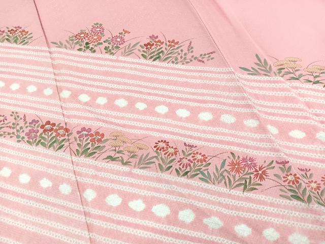 平和屋着物■訪問着 絞り 草花文 正絹 逸品 BAAW2343yc