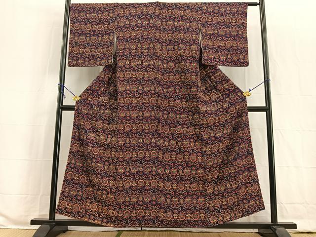 平和屋着物□上質な小紋 更紗花文 正絹 逸品 BAAW2350yc