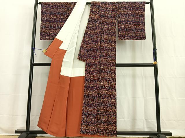 平和屋着物□上質な小紋 更紗花文 正絹 逸品 BAAW2350yc