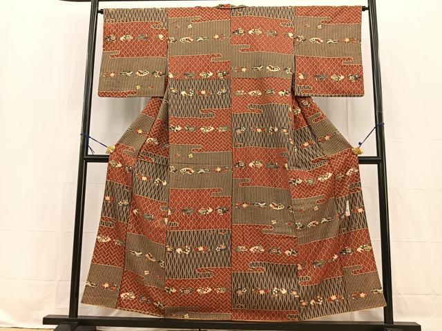 平和屋着物□三田村環 小紋 吉祥地紙花文 金彩 正絹 逸品 BAAW2367yc