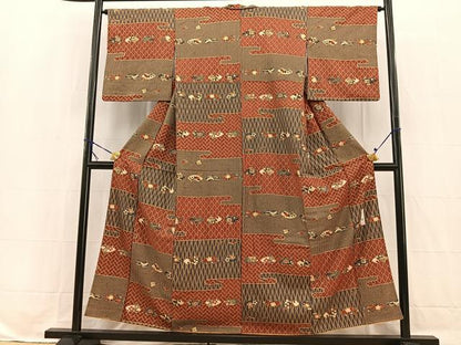 平和屋着物■三田村環 小紋 吉祥地紙花文 金彩 正絹 逸品 BAAW2367yc