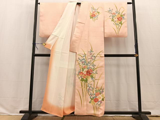 平和屋着物■訪問着 刺繍 草花文 暈し染め 金彩 正絹 逸品 BAAW2368yc