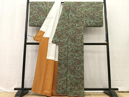 平和屋着物■上質な小紋 風景花文 正絹 逸品 BAAW2379yc