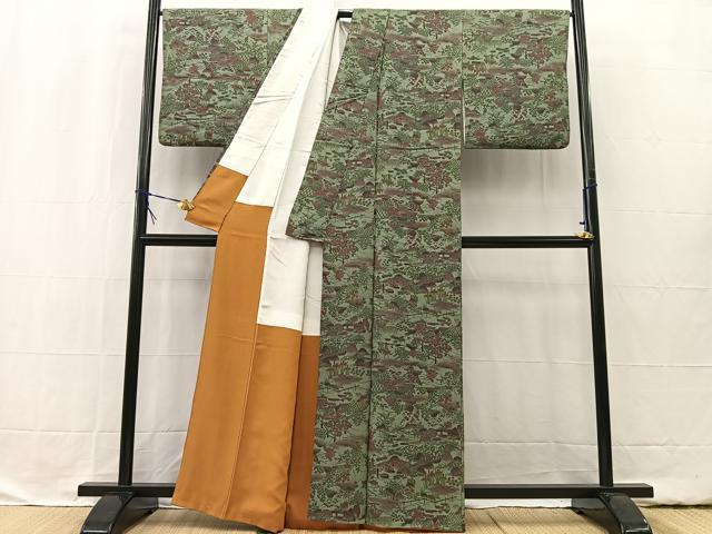 平和屋着物■上質な小紋 風景花文 正絹 逸品 BAAW2379yc