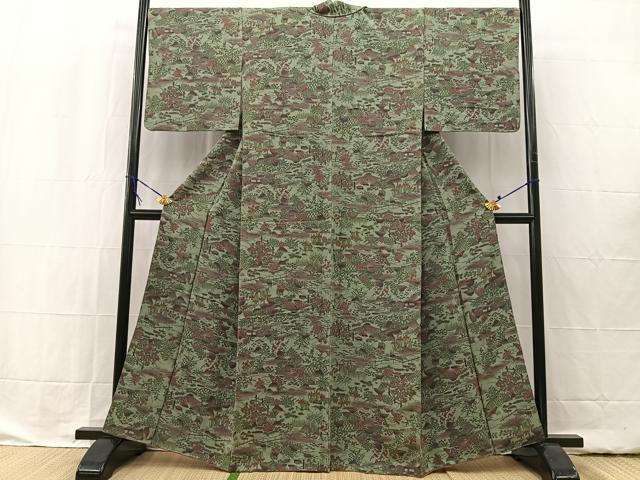 平和屋着物▽上質な小紋　単衣　風景花文　正絹　逸品　AABF9173jh 平和屋着物□上質な小紋 舞花文 蛍暈し 正絹 逸品 DABD6054du : 平和屋