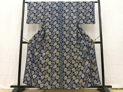 平和屋着物■上質な小紋 型染め 菊花文 正絹 逸品 BAAW2381yc