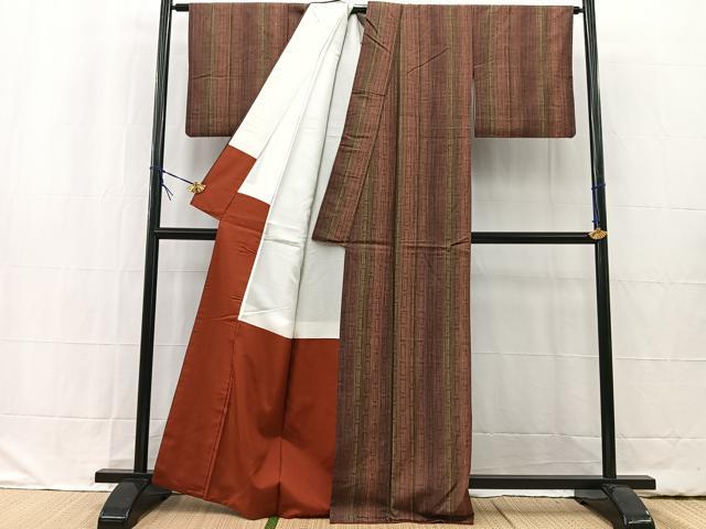 平和屋着物●上質な紬　縞　正絹　逸品　未使用　DABC2068ud 平和屋着物□上質な紬 縞 正絹 逸品 BAAW9623hj