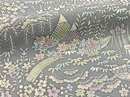 平和屋着物■上質な小紋 風景花文 正絹 逸品 BAAW2401yc