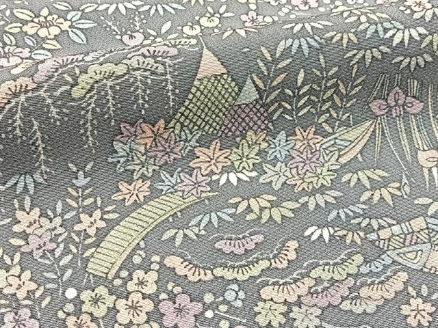 平和屋着物■上質な小紋 風景花文 正絹 逸品 BAAW2401yc