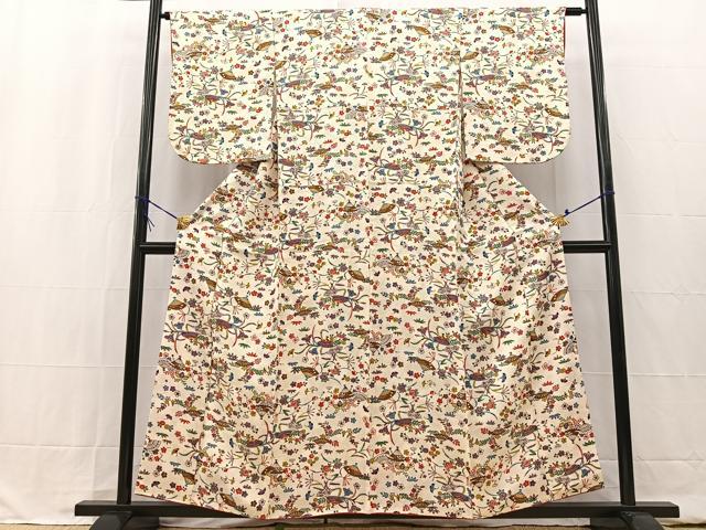 平和屋着物■上質な小紋 型染め 扇花文 正絹 逸品 BAAW2405yc