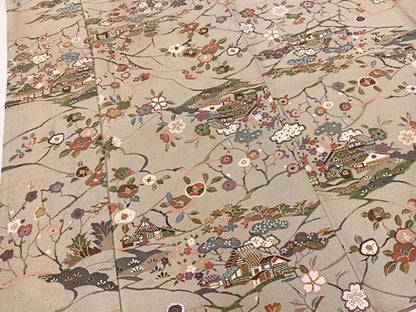 平和屋着物■上質な小紋 型染め 風景草花文 金彩 正絹 逸品 BAAW2422yc
