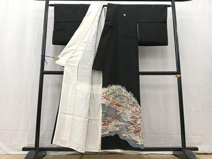 平和屋着物■豪華黒留袖　御所解風景文　金彩　正絹　逸品　BAAW2426yc