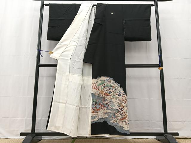 平和屋着物■豪華黒留袖　御所解風景文　金彩　正絹　逸品　BAAW2426yc