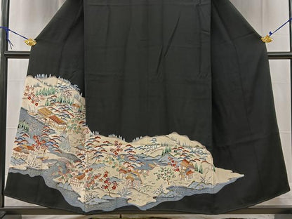 平和屋着物■豪華黒留袖　御所解風景文　金彩　正絹　逸品　BAAW2426yc