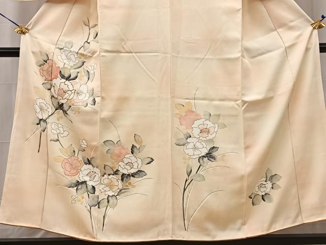 平和屋着物●訪問着　駒刺繍　草花文　正絹　逸品　AABG6486ph 平和屋着物○訪問着 駒刺繍 鏡裏洋花文 金彩 正絹 逸品 DAAZ7577udの