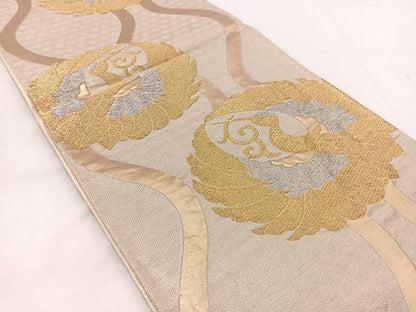 平和屋着物◎六通柄袋帯　飛鶴丸文　金銀彩　正絹　逸品　BAAW2436yc