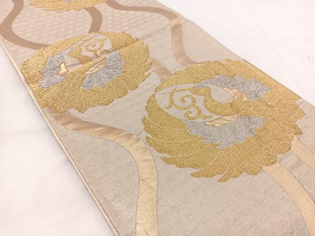 平和屋着物◎六通柄袋帯　飛鶴丸文　金銀彩　正絹　逸品　BAAW2436yc