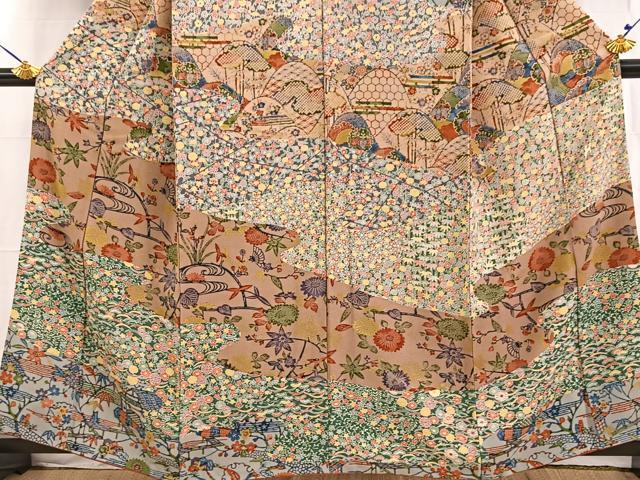 平和屋着物■訪問着 型染め 切嵌風景文 正絹 逸品 BAAW2327yc