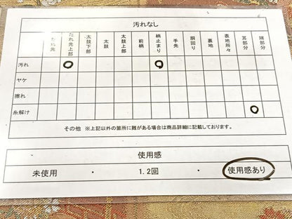 平和屋着物◎六通柄袋帯 天井蒔絵紋 手工芸 金糸 引箔 正絹 逸品 BAAW2462yc