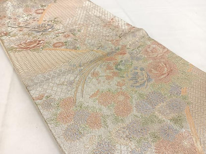 平和屋着物◎佐賀錦 六通柄袋帯 金銀糸 正絹 逸品 BAAW2463yc