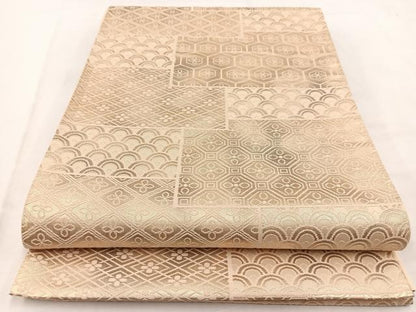 平和屋着物◎六通柄袋帯 吉祥色紙重ね花文 金糸 引箔 正絹 逸品 BAAW2465yc