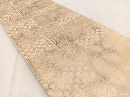 平和屋着物◎六通柄袋帯 吉祥色紙重ね花文 金糸 引箔 正絹 逸品 BAAW2465yc